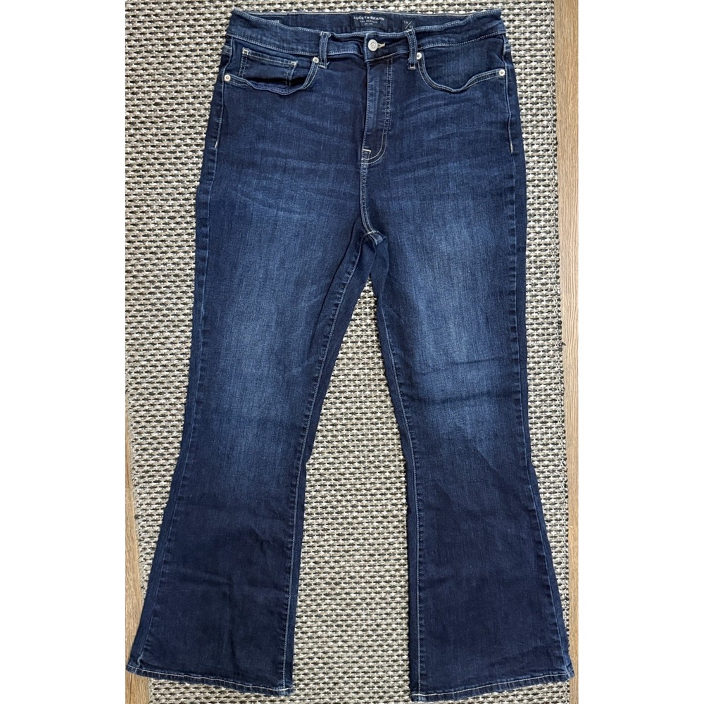 Lucky Brand Womens Stevie High Rise Flare Dark Wash Denim Sz 14